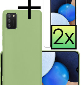 NoXx NoXx Samsung Galaxy A02s Hoesje Siliconen Met 2x Screenprotector - Groen