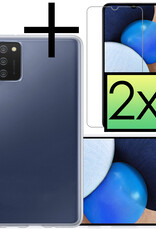 NoXx Hoes Geschikt voor Samsung A02s Hoesje Cover Siliconen Back Case Hoes Met 2x Screenprotector - Transparant