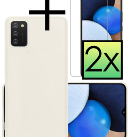 NoXx NoXx Samsung Galaxy A02s Hoesje Siliconen Met 2x Screenprotector - Wit