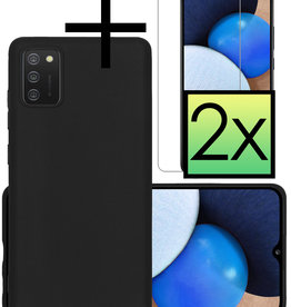 NoXx NoXx Samsung Galaxy A02s Hoesje Siliconen Met 2x Screenprotector - Zwart
