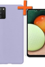 Nomfy Hoesje Geschikt voor Samsung A02s Hoesje Siliconen Cover Case Met Screenprotector - Hoes Geschikt voor Samsung Galaxy A02s Hoes Back Case - Lichtroze