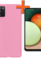 Nomfy Hoesje Geschikt voor Samsung A02s Hoesje Siliconen Cover Case Met Screenprotector - Hoes Geschikt voor Samsung Galaxy A02s Hoes Back Case - Rood