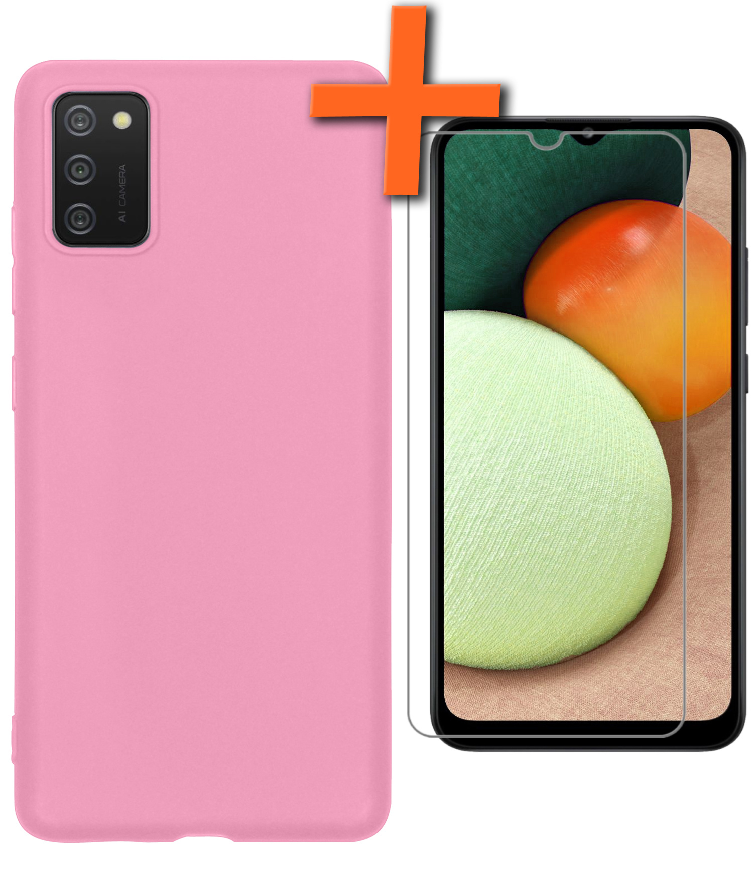 Nomfy Hoesje Geschikt voor Samsung A02s Hoesje Siliconen Cover Case Met Screenprotector - Hoes Geschikt voor Samsung Galaxy A02s Hoes Back Case - Rood