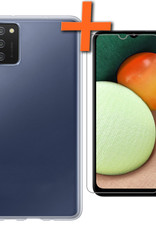 Nomfy Hoesje Geschikt voor Samsung A02s Hoesje Siliconen Cover Case Met Screenprotector - Hoes Geschikt voor Samsung Galaxy A02s Hoes Back Case - Transparant