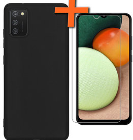 Nomfy Nomfy Samsung Galaxy A02s Hoesje Siliconen Met Screenprotector - Zwart