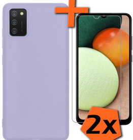Nomfy Nomfy Samsung Galaxy A02s Hoesje Siliconen Met 2x Screenprotector - Lichtroze