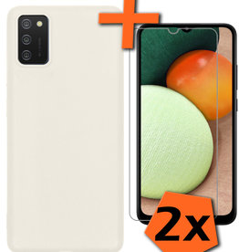 Nomfy Nomfy Samsung Galaxy A02s Hoesje Siliconen Met 2x Screenprotector - Wit