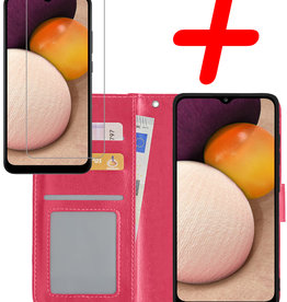 BASEY. BASEY. Samsung Galaxy A02s Hoesje Bookcase Donkerroze Met Screenprotector