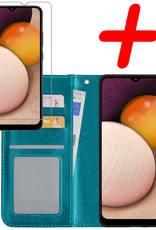 BASEY. Hoes Geschikt voor Samsung A02s Hoesje Bookcase Hoes Flip Case Book Cover Met Screenprotector - Hoesje Geschikt voor Samsung Galaxy A02s Hoes Book Case Hoesje - Turquoise