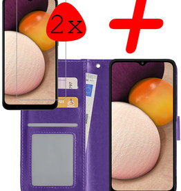 BASEY. BASEY. Samsung Galaxy A02s Hoesje Bookcase Paars Met 2x Screenprotector
