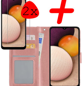 BASEY. BASEY. Samsung Galaxy A02s Hoesje Bookcase Rose goud Met 2x Screenprotector