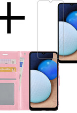 NoXx Hoes Geschikt voor Samsung A02s Hoesje Book Case Hoes Flip Cover Wallet Bookcase Met Screenprotector - Lichtroze