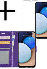 NoXx Hoes Geschikt voor Samsung A02s Hoesje Book Case Hoes Flip Cover Wallet Bookcase Met Screenprotector - Paars