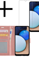 NoXx Hoes Geschikt voor Samsung A02s Hoesje Book Case Hoes Flip Cover Wallet Bookcase Met Screenprotector - Rosé goud