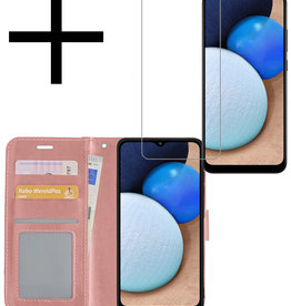 NoXx NoXx Samsung Galaxy A02s Hoesje Bookcase Rose goud Met Screenprotector