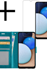 NoXx Hoes Geschikt voor Samsung A02s Hoesje Book Case Hoes Flip Cover Wallet Bookcase Met Screenprotector - Turquoise