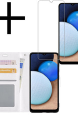 NoXx Hoes Geschikt voor Samsung A02s Hoesje Book Case Hoes Flip Cover Wallet Bookcase Met Screenprotector - Wit