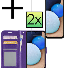 NoXx NoXx Samsung Galaxy A02s Hoesje Bookcase Paars Met 2x Screenprotector