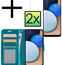 NoXx NoXx Samsung Galaxy A02s Hoesje Bookcase Turquoise Met 2x Screenprotector