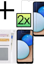 NoXx Hoes Geschikt voor Samsung A02s Hoesje Book Case Hoes Flip Cover Wallet Bookcase Met 2x Screenprotector - Wit
