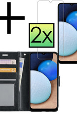 NoXx Samsung Galaxy A02s Hoesje Book Case Hoes Flip Cover Bookcase Zwart Met 2x Screenprotector