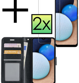 NoXx NoXx Samsung Galaxy A02s Hoesje Bookcase Zwart Met 2x Screenprotector