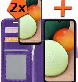 Nomfy Nomfy Samsung Galaxy A02s Hoesje Bookcase Paars Met 2x Screenprotector