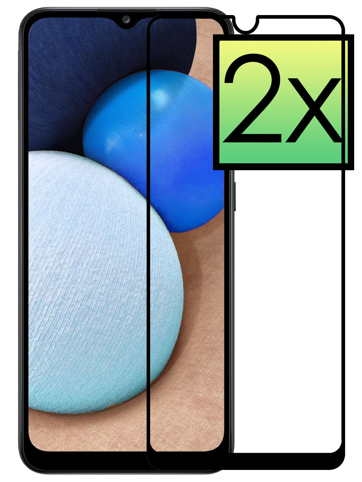 NoXx Screenprotector Geschikt voor Samsung A03s Screenprotector Tempered Glass Gehard Glas Full Cover - 2x