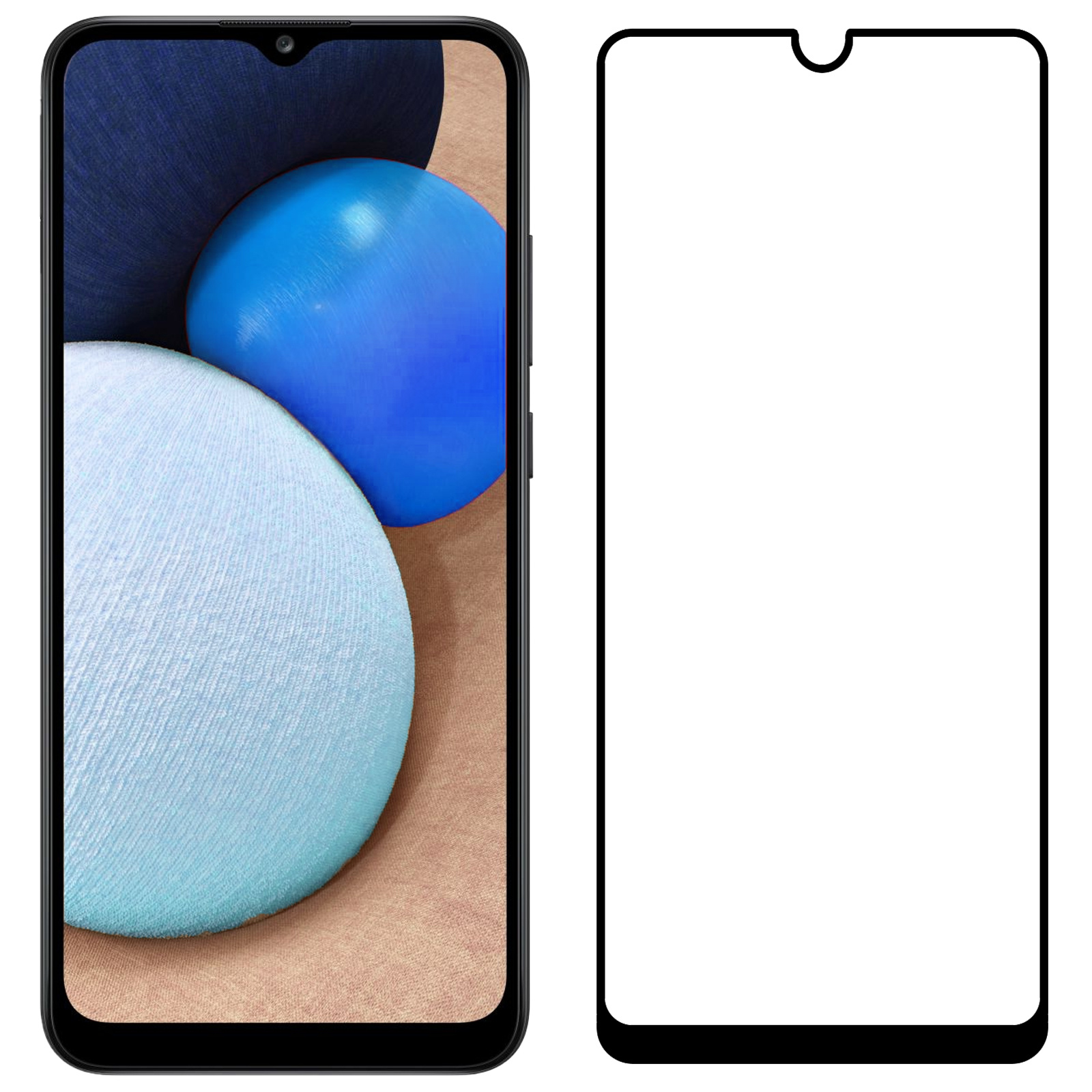 NoXx Screenprotector Geschikt voor Samsung A03s Screenprotector Tempered Glass Gehard Glas Full Cover - 2x