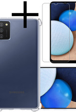 NoXx Hoes Geschikt voor Samsung A03s Hoesje Siliconen Cover Shock Proof Back Case Shockproof Hoes Met Screenprotector - Transparant