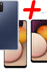 BASEY. Hoes Geschikt voor Samsung A03s Hoesje Siliconen Back Cover Case Met Screenprotector - Hoesje Geschikt voor Samsung Galaxy A03s Hoes Cover Hoesje - Transparant