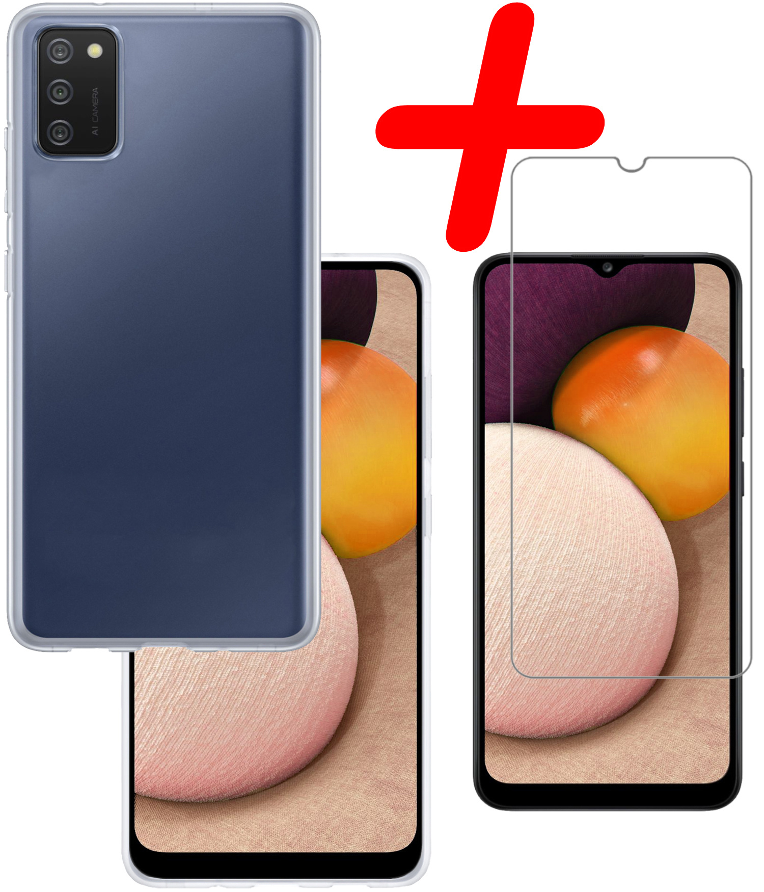 BASEY. Hoes Geschikt voor Samsung A03s Hoesje Siliconen Back Cover Case Met Screenprotector - Hoesje Geschikt voor Samsung Galaxy A03s Hoes Cover Hoesje - Transparant