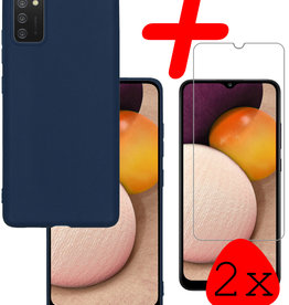 BASEY. BASEY. Samsung Galaxy A03s Hoesje Siliconen Met 2x Screenprotector - Donkerblauw