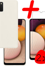 BASEY. Hoes Geschikt voor Samsung A03s Hoesje Siliconen Back Cover Case Met 2x Screenprotector - Hoesje Geschikt voor Samsung Galaxy A03s Hoes Cover Hoesje - Wit