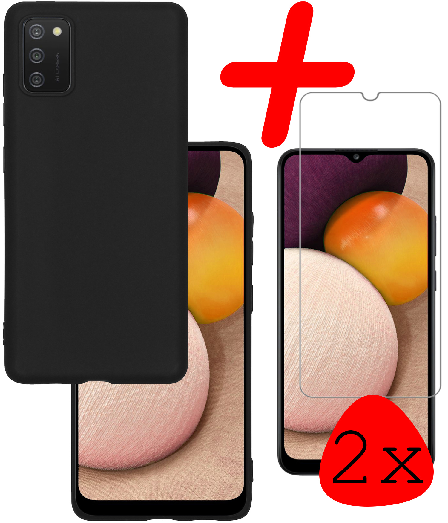 BASEY. Hoes Geschikt voor Samsung A03s Hoesje Siliconen Back Cover Case Met 2x Screenprotector - Hoesje Geschikt voor Samsung Galaxy A03s Hoes Cover Hoesje - Zwart