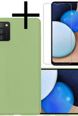 NoXx Hoes Geschikt voor Samsung A03s Hoesje Cover Siliconen Back Case Hoes Met Screenprotector - Groen