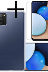 NoXx Hoes Geschikt voor Samsung A03s Hoesje Cover Siliconen Back Case Hoes Met Screenprotector - Transparant