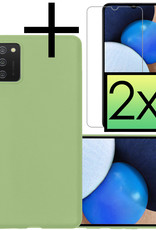 NoXx Hoes Geschikt voor Samsung A03s Hoesje Cover Siliconen Back Case Hoes Met 2x Screenprotector - Groen