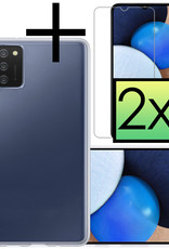 NoXx Hoes Geschikt voor Samsung A03s Hoesje Cover Siliconen Back Case Hoes Met 2x Screenprotector - Transparant