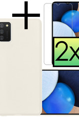 NoXx Samsung Galaxy A03s Hoesje Siliconen Back Cover Case Met 2x Screenprotector - Samsung Galaxy A03s Hoes Silicone Case Hoesje - Wit