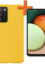 Nomfy Hoesje Geschikt voor Samsung A03s Hoesje Siliconen Cover Case Met Screenprotector - Hoes Geschikt voor Samsung Galaxy A03s Hoes Back Case - Geel