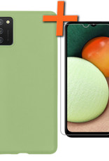Nomfy Hoesje Geschikt voor Samsung A03s Hoesje Siliconen Cover Case Met Screenprotector - Hoes Geschikt voor Samsung Galaxy A03s Hoes Back Case - Groen