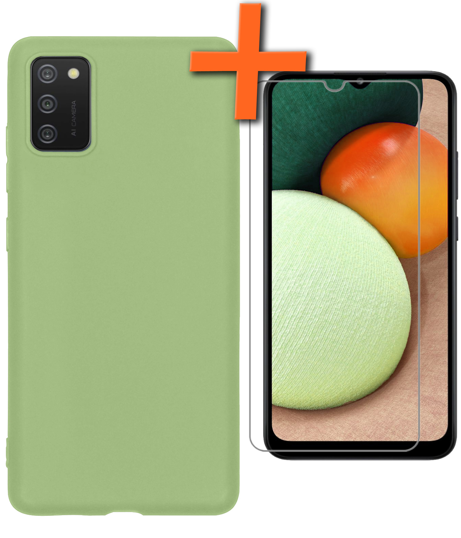 Nomfy Hoesje Geschikt voor Samsung A03s Hoesje Siliconen Cover Case Met Screenprotector - Hoes Geschikt voor Samsung Galaxy A03s Hoes Back Case - Groen