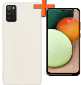 Nomfy Nomfy Samsung Galaxy A03s Hoesje Siliconen Met Screenprotector - Wit
