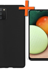 Nomfy Hoesje Geschikt voor Samsung A03s Hoesje Siliconen Cover Case Met Screenprotector - Hoes Geschikt voor Samsung Galaxy A03s Hoes Back Case - Zwart