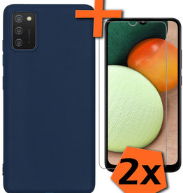 Nomfy Nomfy Samsung Galaxy A03s Hoesje Siliconen Met 2x Screenprotector - Donkerblauw