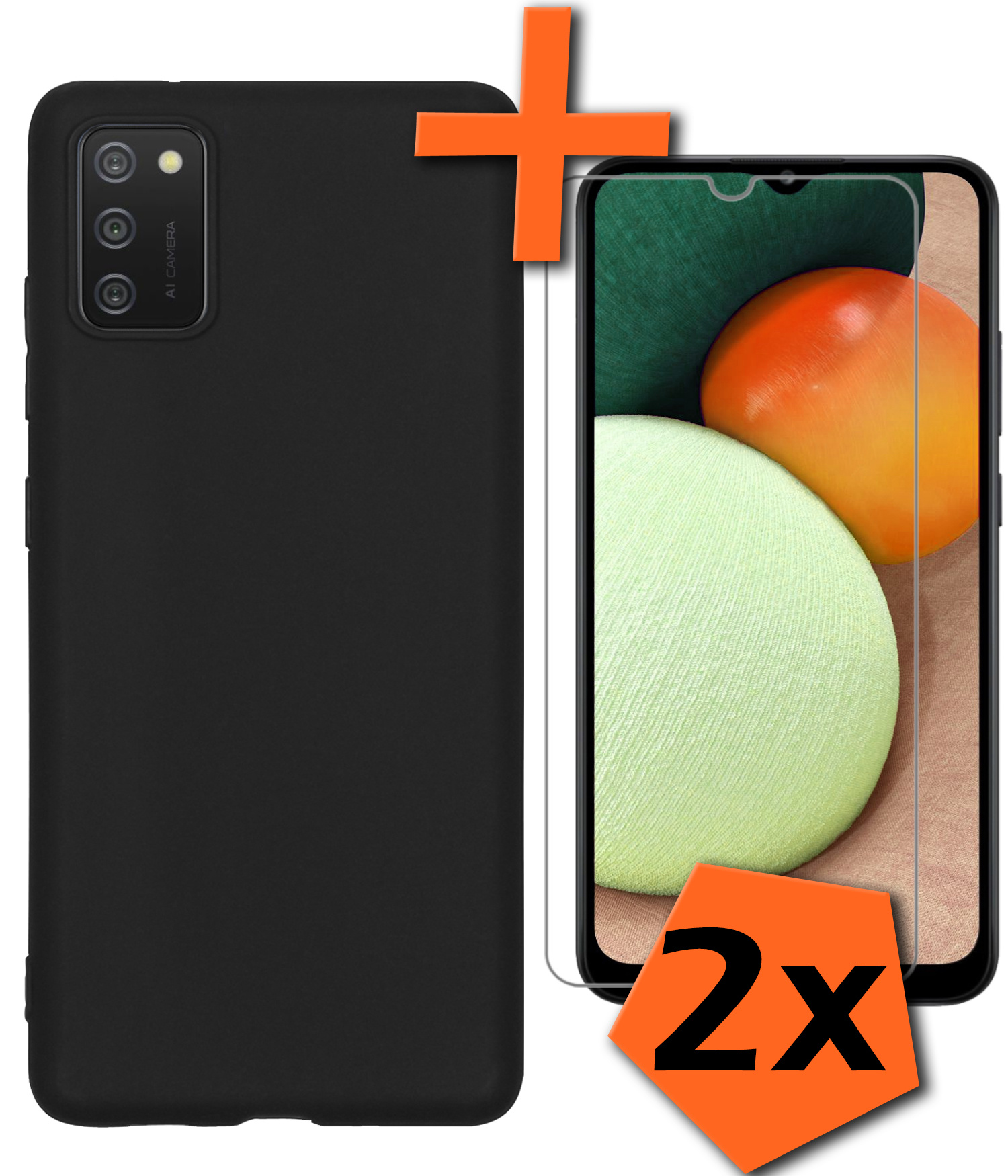 Nomfy Hoesje Geschikt voor Samsung A03s Hoesje Siliconen Cover Case Met 2x Screenprotector - Hoes Geschikt voor Samsung Galaxy A03s Hoes Back Case - Zwart