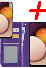 BASEY. Hoes Geschikt voor Samsung A03s Hoesje Bookcase Hoes Flip Case Book Cover Met Screenprotector - Hoesje Geschikt voor Samsung Galaxy A03s Hoes Book Case Hoesje - Paars