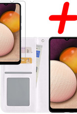 BASEY. Hoes Geschikt voor Samsung A03s Hoesje Bookcase Hoes Flip Case Book Cover Met Screenprotector - Hoesje Geschikt voor Samsung Galaxy A03s Hoes Book Case Hoesje - Wit