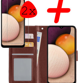 BASEY. BASEY. Samsung Galaxy A03s Hoesje Bookcase Bruin Met 2x Screenprotector